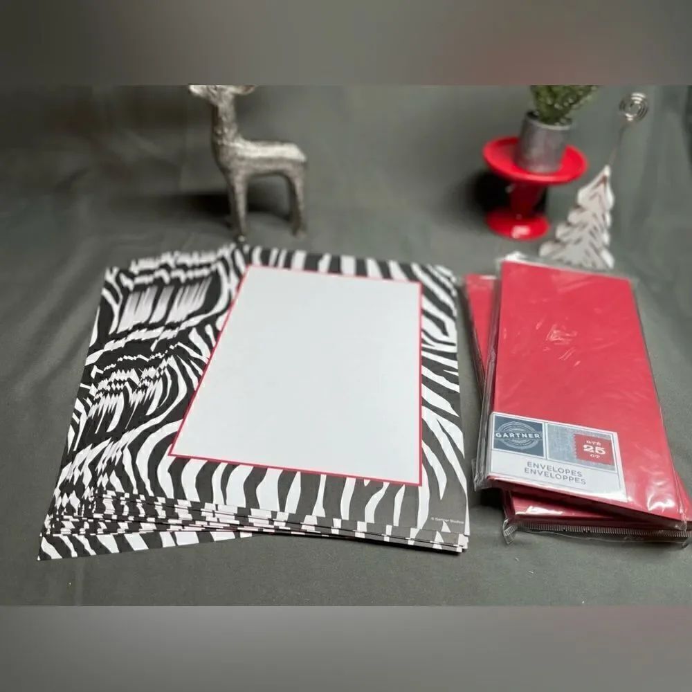 🔥❤️🔥44+ NEW! Zebra 2-Sided Stationery Gartner Coordinating Red Envelopes Set…